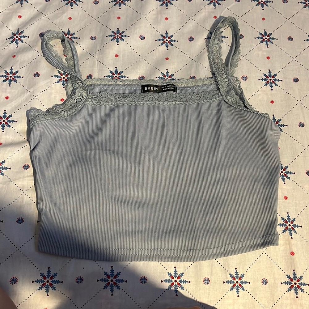 blue laced tank top from shein medium